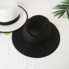 Fashionable M-label sun hats, straw hats, sun-protective hats, women's summer outings, sun hats, black British flat-topped top hats, a trend undefined